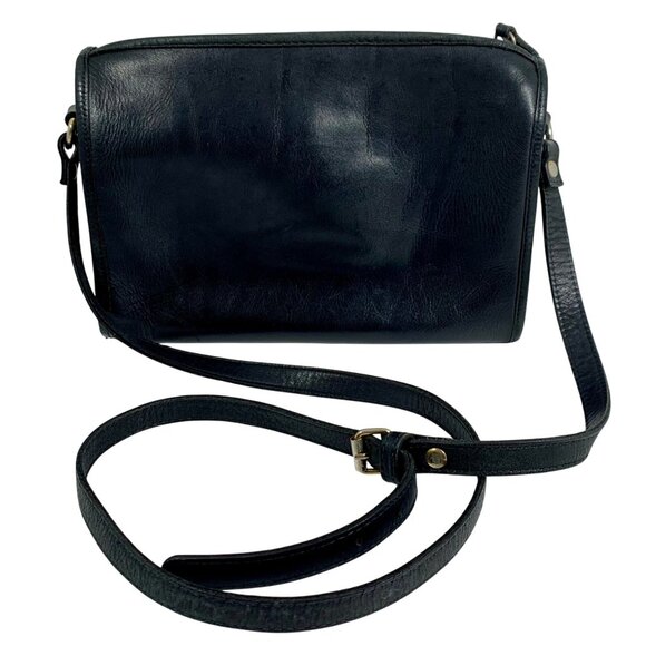 Croft & Barrow Black Leather Crossbody Bag Adjustable Strap, Zipper Closure VTG - Picture 1 of 11